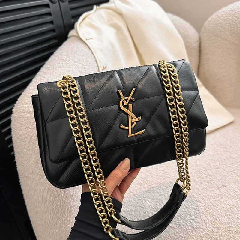 New Rhombic Chain Female Bag Versatile One-shoulder Small Square Bag Crossbody For Women High-end Grid Texture Chain Bag