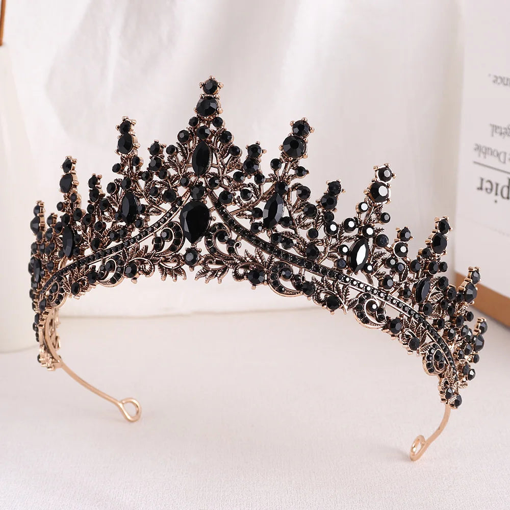 Baroque Luxury Black Crystal Bridal Tiaras Queen Crown For Women Girl Headpiece Wedding Diadem Princess Party Hair Dress Jewelry - EUFASHIONBAGS