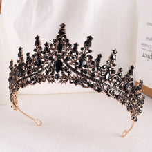 Cargar imagen en el visor de la galería, Baroque Luxury Black Crystal Bridal Tiaras Queen Crown For Women Girl Headpiece Wedding Diadem Princess Party Hair Dress Jewelry