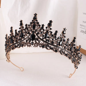 Baroque Luxury Black Crystal Bridal Tiaras Queen Crown For Women Girl Headpiece Wedding Diadem Princess Party Hair Dress Jewelry