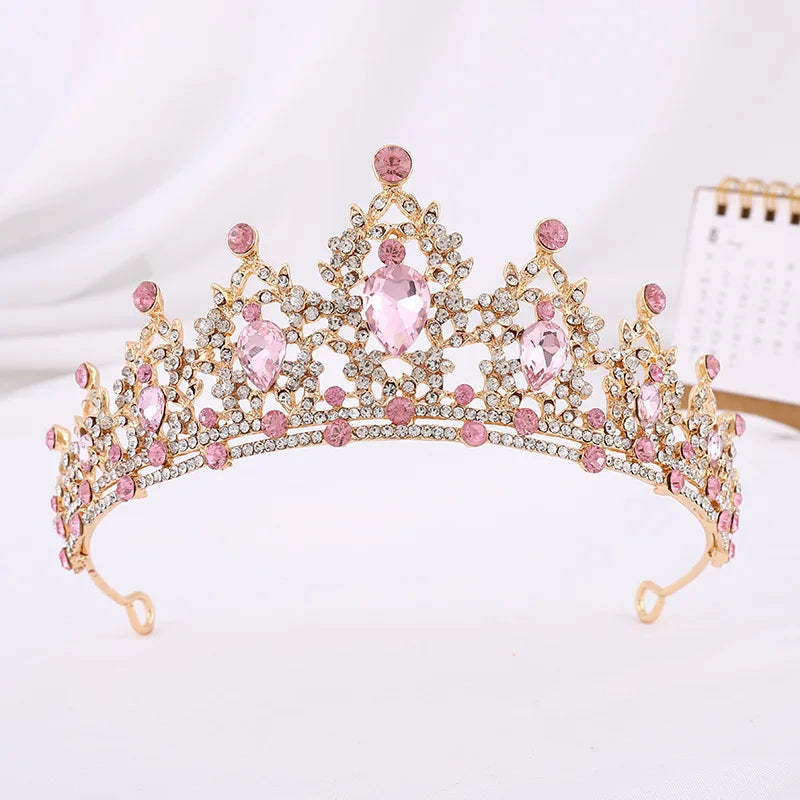 Trendy Crystal Rhinestone Tiaras Crown Wedding Hair Jewelry More Color Bridal Queen Princess Pageant Diadem Women Head Accessory - EUFASHIONBAGS