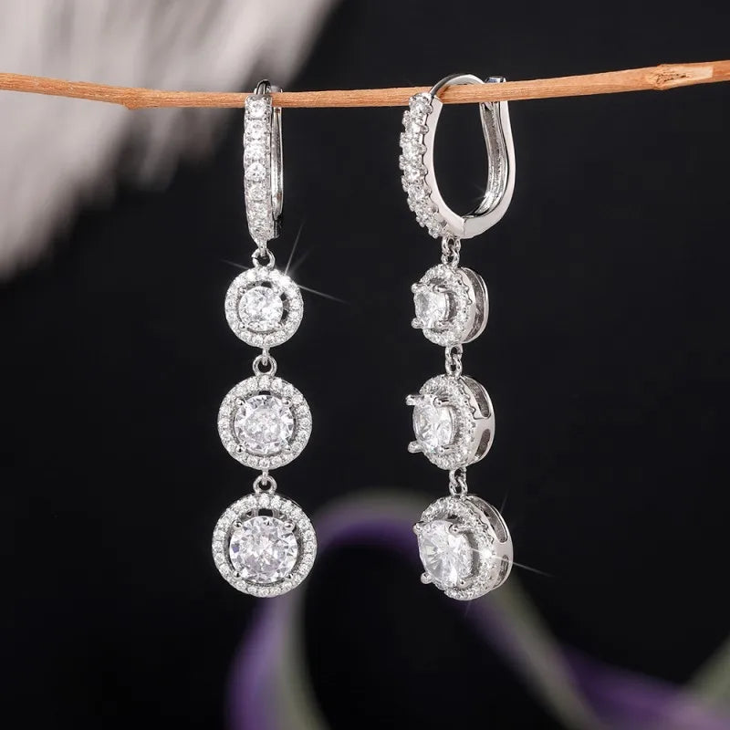 Luxury Long Dangle Earrings for Women Full Paved Cubic Zirconia Temperament Bride Wedding Earrings New Jewelry - EUFASHIONBAGS