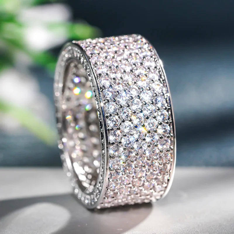 Dazzling Cubic Zircon Rings for Women Exquisite Eternal Promise Wedding Bridal Jewelry Charms Gorgeous Finger Accessories