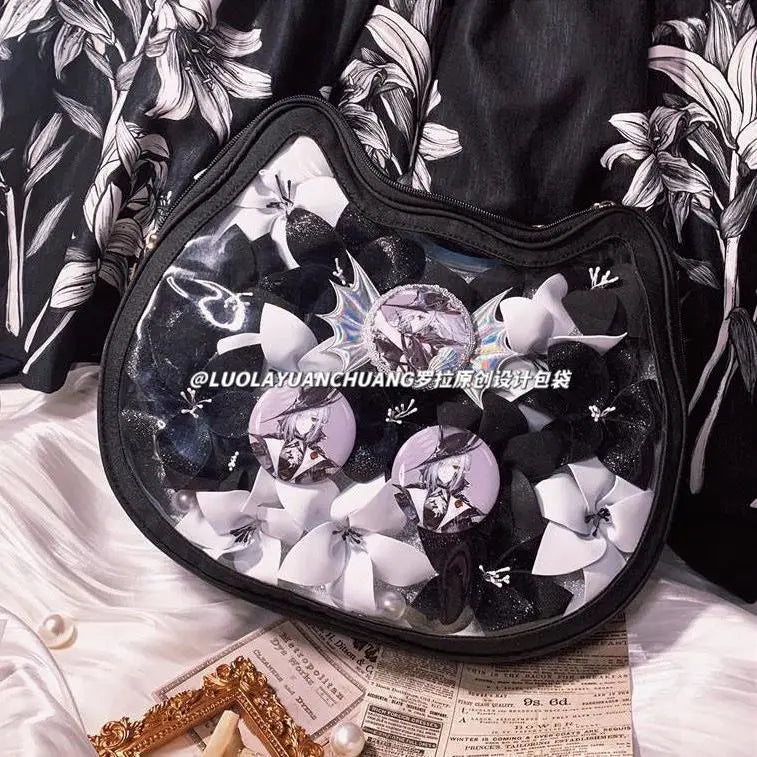 Aesthetic Transparent White Shoulder Bag Women Sweet Cat Handbag Ita Bag Ladies Lolita Mini Backpack Itabag - EUFASHIONBAGS