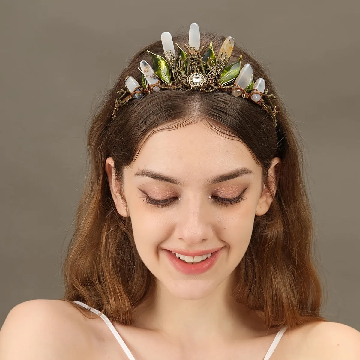 Raw crystal crown The sun goddess crystal Tiaras jewelry hair accessories Fairy headband photography props Elves Festivals gifts