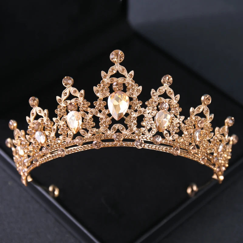 Gold Color Luxury Crystal Wedding Tiaras And Crowns Party Rhinestone Prom Bridal Diadem Crown Tiara For Women Bride Hair Jewelry - EUFASHIONBAGS