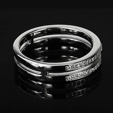 Laden Sie das Bild in den Galerie-Viewer, Fashion Two-line Silver Color Ring for Women Full CZ Stylish Wedding Rings x22