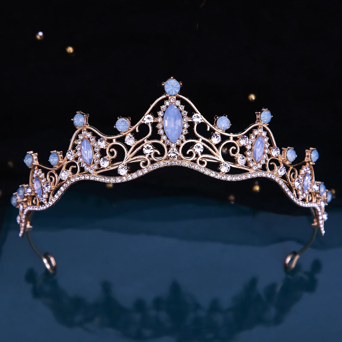 Many Styles Baroque Pink Blue Green White Opal Crystal Bridal Tiaras Crown Gold Color Rhinestone Pageant Diadem Hair Accessories - EUFASHIONBAGS