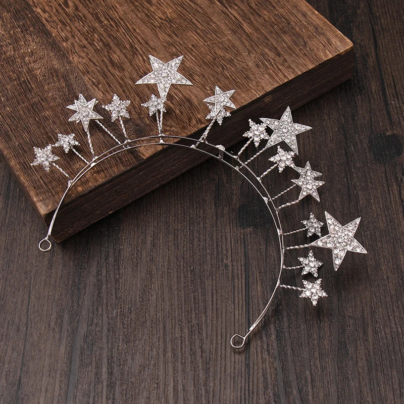 Baroque Crystal Rhinestone Star Hairband Women Bridal Wedding Tiaras Hair Accessories Crown Hairwear diademas para el pelo mujer