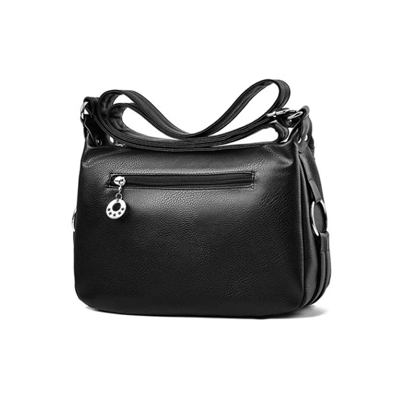 Black Lady Bag With Many Pockets Large Capacity Women Crossbody Bag For Mom Travel Casual Adjustable Strap Handbags - EUFASHIONBAGS