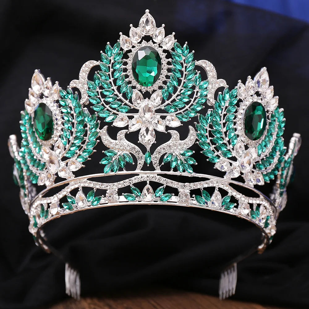 Miss Universe Wedding Crown With Comb Queen Rhinestone Tiaras Party Stage Show Hair Jewelry for Pageant Diadem Head Accessories - EUFASHIONBAGS