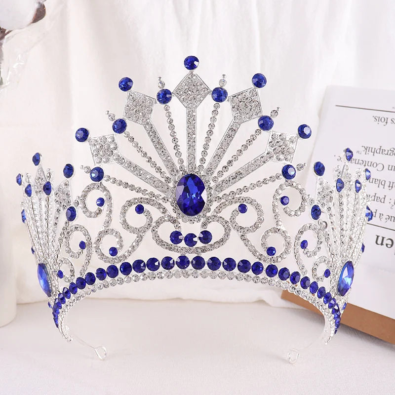 Royal Crystal Queen King Tiaras and Crowns For Women Hair Jewelry Pageant Prom Diadem Female Headpiece Bridal Head Accessories - EUFASHIONBAGS