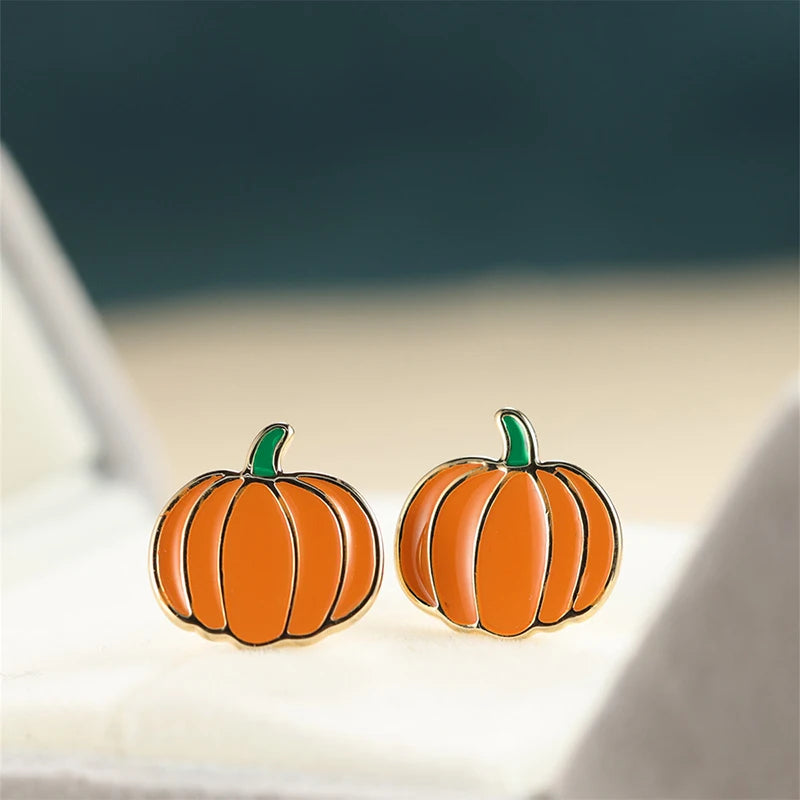 Newly Designed Pumpkin Stud Earrings Fancy Girls Ear Earrings Daily Wear Party Chic Accessories Fashion Jewelry for Women