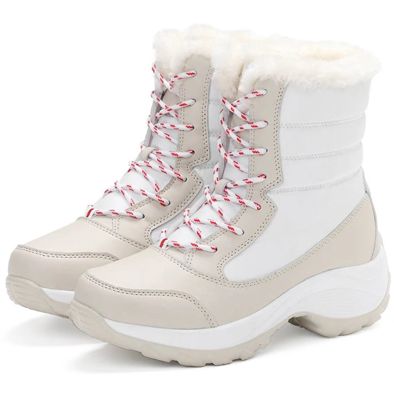 Women's Winter Boots Mix Color Snow Boots For Women Heels Winter Shoes Fur Botas Mujer Ankle Boots Platform Shoes Women Footwear - EUFASHIONBAGS