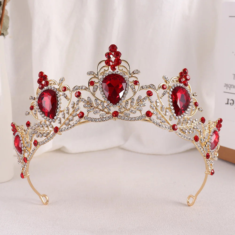 Purple Crystal Bride Wedding Crown Baroque Headdress Bridal Tiaras Crowns Women Headwear Party Wedding Hair Jewelry Accessories - EUFASHIONBAGS