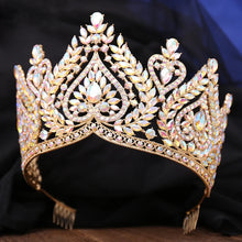 Load image into Gallery viewer, Exquisite AB Color Crystal Tiaras for Brides Diadem Princess Crown Combs Headwear Wedding Dress Hair Jewelry Pageant Headdress