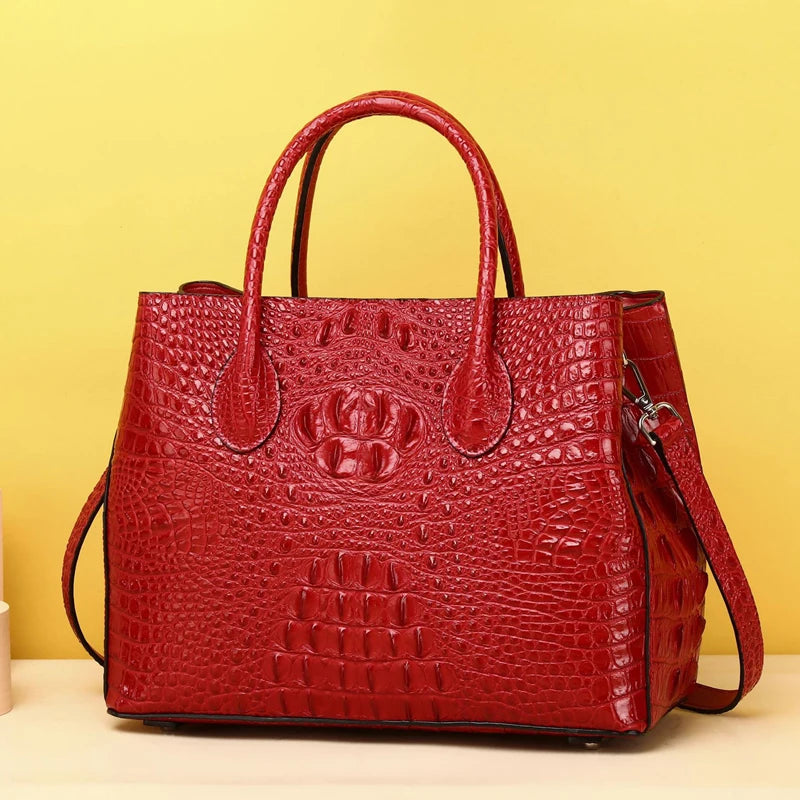 Luxury Handbag Real Cowhide Crocodile Fashion Handbag Women's Leather Women Bags Designer Handbags Quality Women's Tote - EUFASHIONBAGS