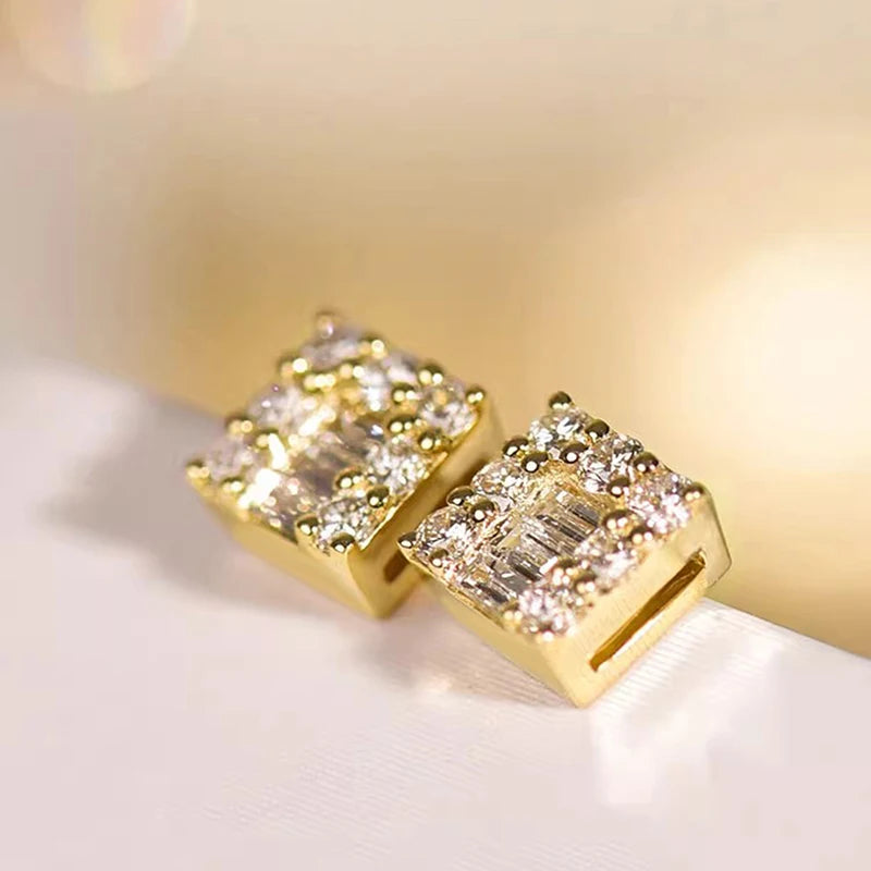 Dainty Exquisite Stud Earrings Female Delicate Shiny Cubic Zirconia Jewelry Versatile Graceful Accessories for Daily Life