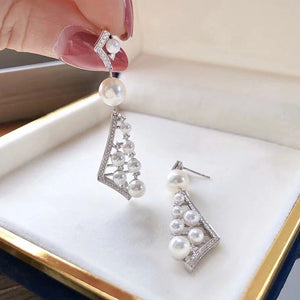 Geometric Simulated Pearl Earrings for Women Modern Fashion Exquisite Female Accessories Wedding Party Statement Jewelry