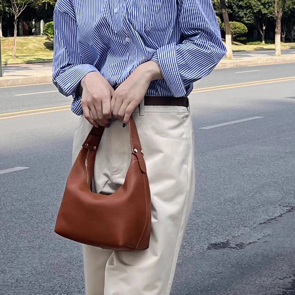 Luxury Handbags for Women Fashion Small Causal Tote Handbag Female Retro Vegan PU Leather Hobo Clutch Purses Shoulder Bag