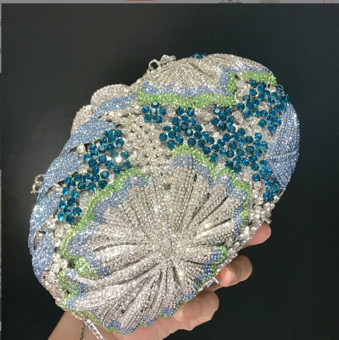 Blue/Yellow/White Multicolored Diamond Crystal Clutch Rhinestone Women Clutches High Quality Phone Wallet Best  Party Purse Bag