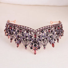 Cargar imagen en el visor de la galería, Baroque Antique Bronze Purple Crystal Beads Tiaras Crown Headwear For Women Wedding Party Princess Bridal Queen Hair Accessories