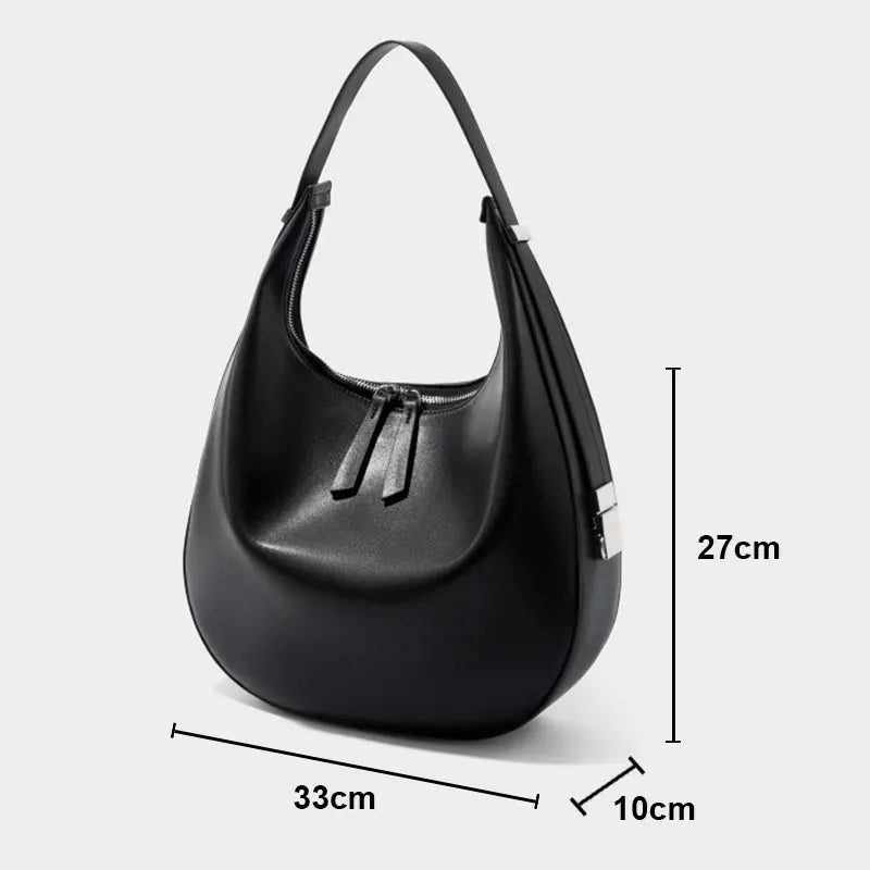 Luxury Designer Women Shoulder Bag 2025 New Genuine Leather Women's Tote Bags Large Capacity Soft Cowhide Half Moon Handbags