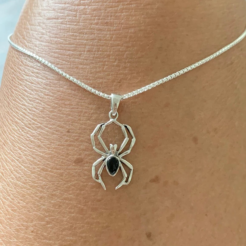 Cute Spider Animal Pendant Necklace for Girls Silver Color Chain Necklace Y2K Style Women Neck Accessories Trendy Jewelry