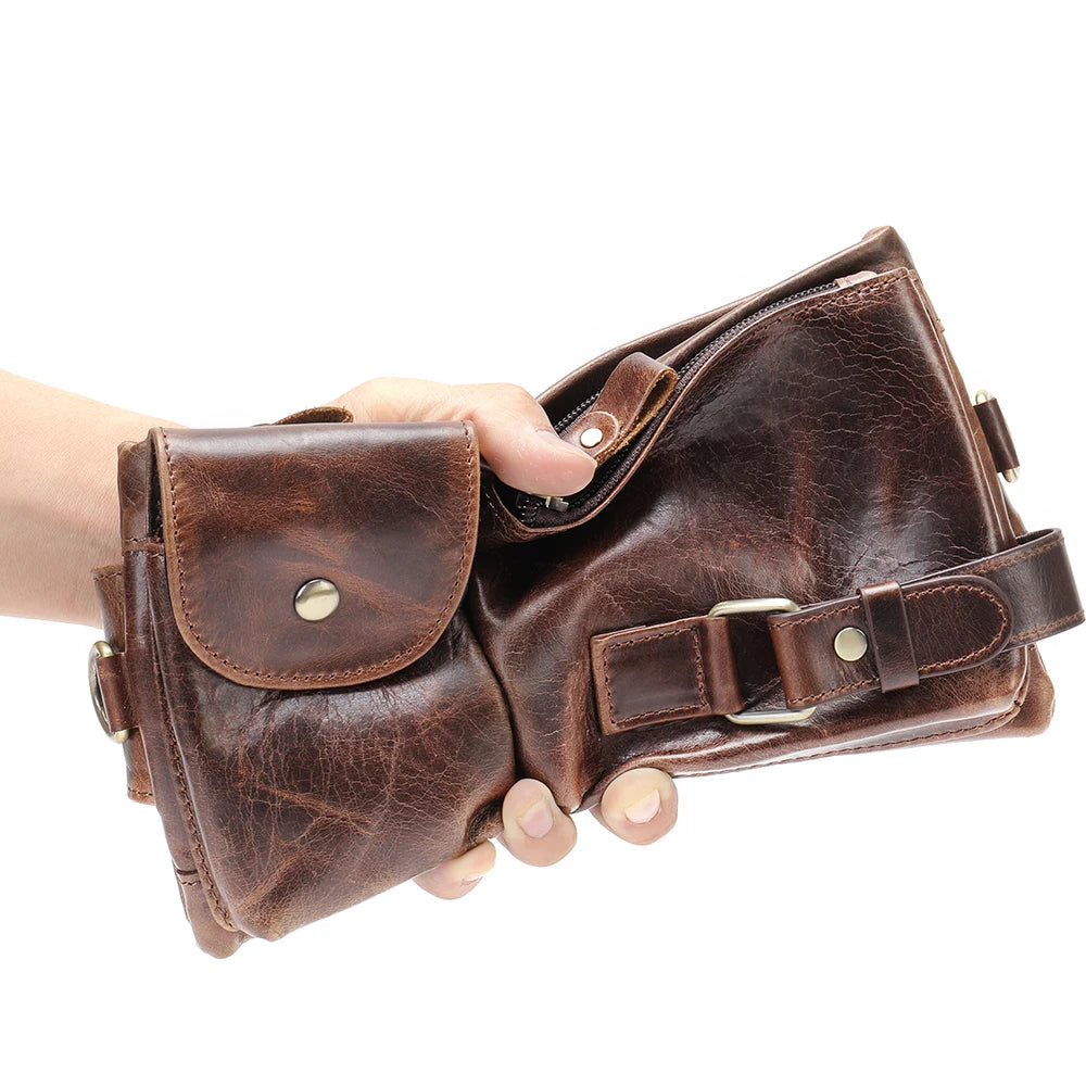 Men's Bag Belt Leather Banana Bag Man Belt Male Shoulder Bag Man Belt Pouch Thigh Bags for Man Man's Waist Bag - EUFASHIONBAGS