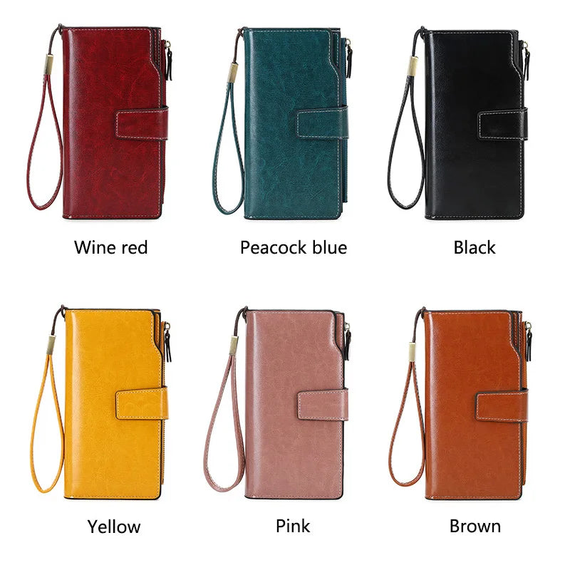 Women Long Wallet PU Leather Theftproof Swipe Protection Women's Handbags Luxury Design Card Holders Phone Coin Storage Wallets