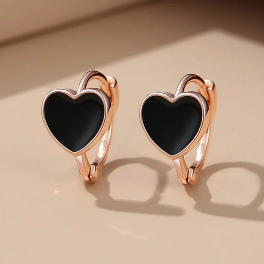 Trendy Black Heart Hoop Earrings for Women Simple Stylish Versatile Ear Accessories Delicate Low-key Modern Party Jewelry - EUFASHIONBAGS