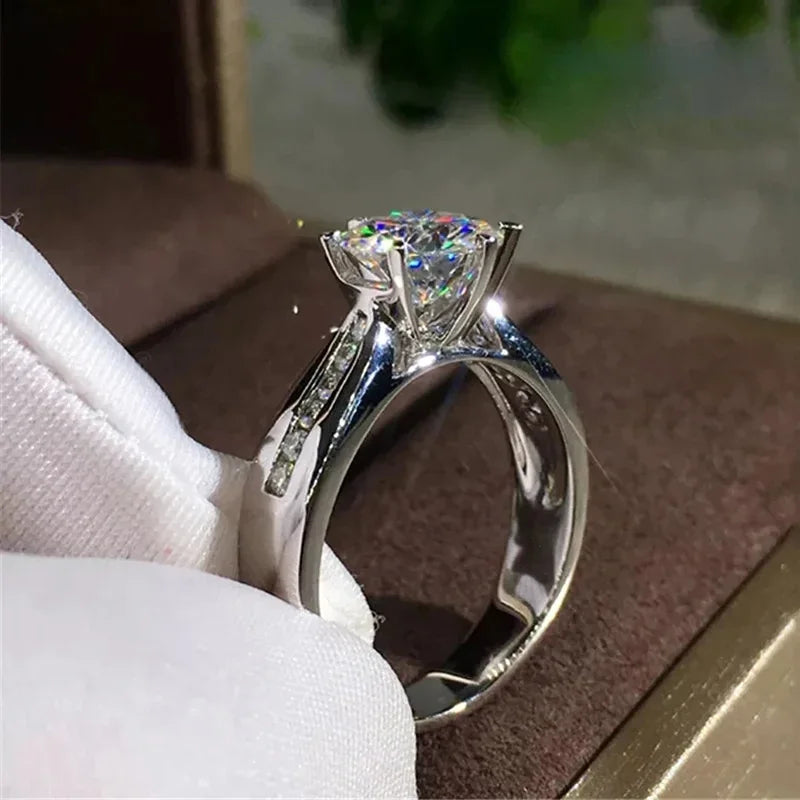 Round Cubic Zircon Rings Gorgeous Noble Fashion Elegant Finger Accessories Women Chic Jewelry for Wedding Band