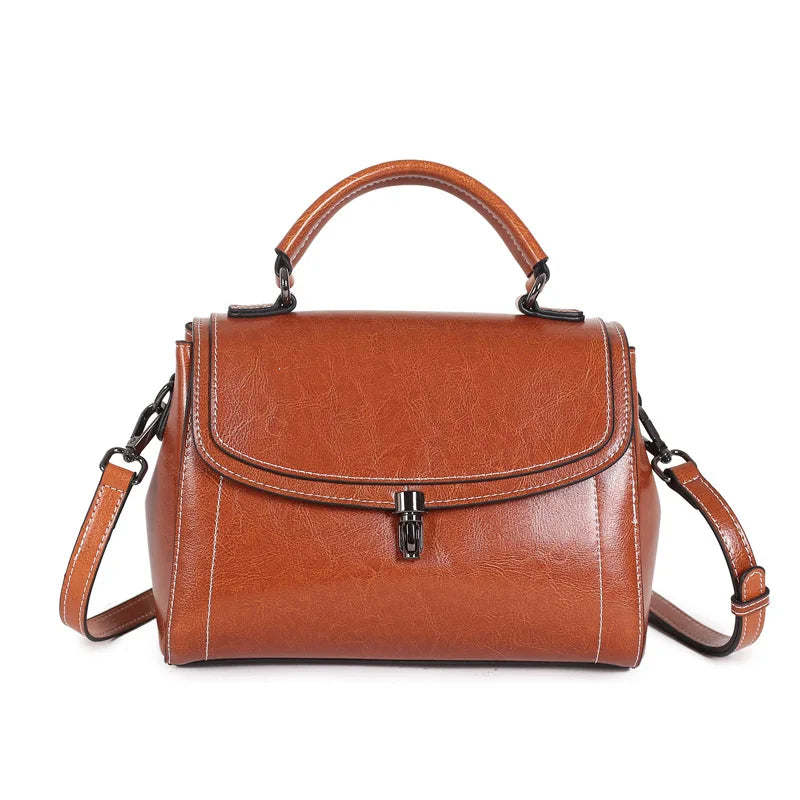 Women's Shoulder Bag Cowhide Luxury Vintage Crossbody Messenger Bag Simplicity Genuine Leather Fashion Large Capacity Handbag