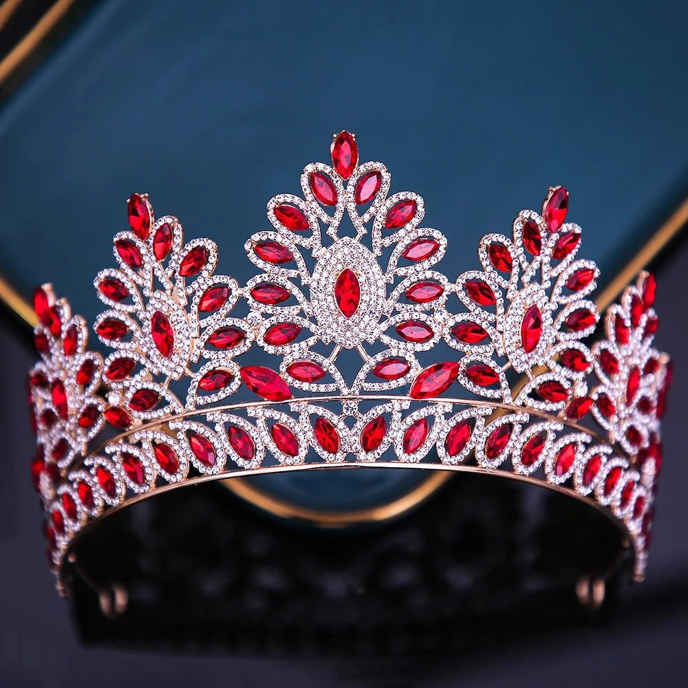 Baroque Luxury Forest Purple Crystal Bridal Tiaras Crown Big Rhinestone Pageant Diadem Wedding Hair Accessories Party Headpieces - EUFASHIONBAGS