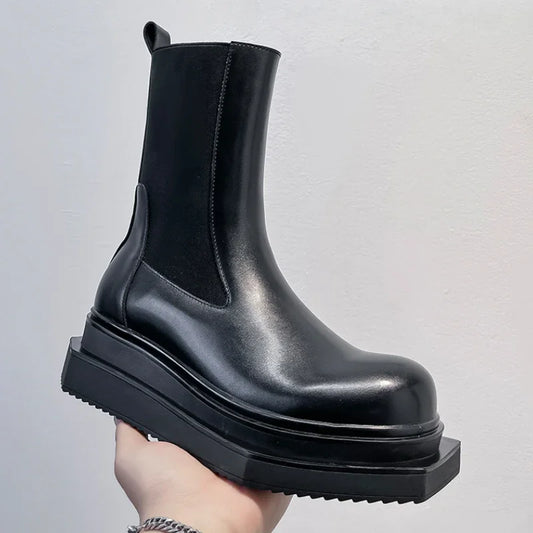 Designer Platform Chelsea Boots Women Square Toe Fashion Ankle Boots Size 35-44 Winter New Men Motorcycle Boots Men Botas Mujer