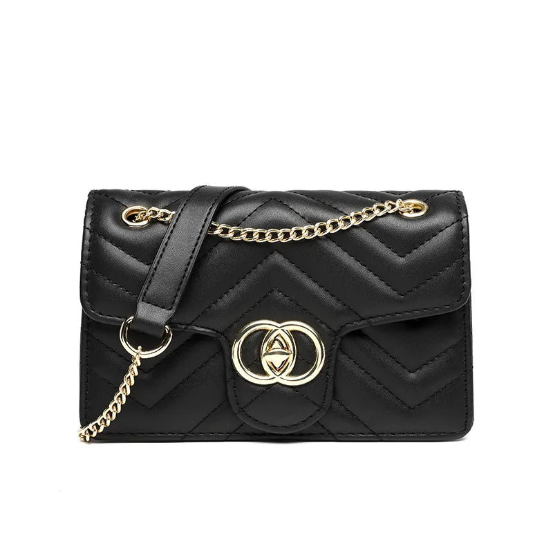 Women's Chain Bag Fashion Luxury Designer Crossbody Bags New PU Leather Women Shoulder Bag Classical Black Female Handbags