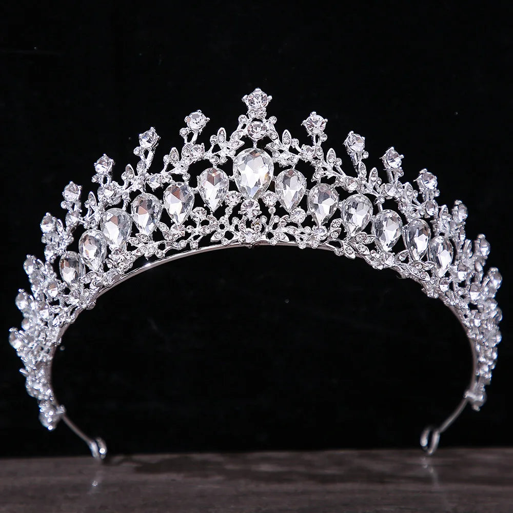 Luxury Diverse Silver Color Crystal Bridal Tiaras Crown Rhinestone Pageant Diadema Collares Headpieces Wedding Hair Accessories - EUFASHIONBAGS