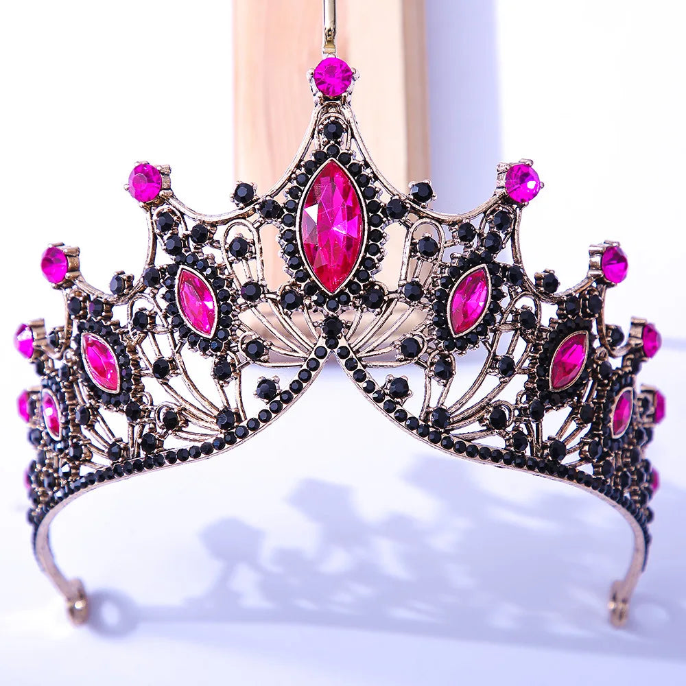 Baroque Luxury Bling Purple Crystal Bridal Tiaras Witch Crowns Women Rhinestone Pageant Diadem Wedding Costume Hair Accessories