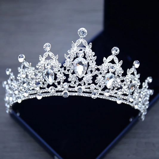 Wedding Hair Tiara Crystal Bridal Tiara Crown Silver Color Rhinestone Diadem Veil Tiaras Hair Accessories Headpiece Head Jewelry - EUFASHIONBAGS