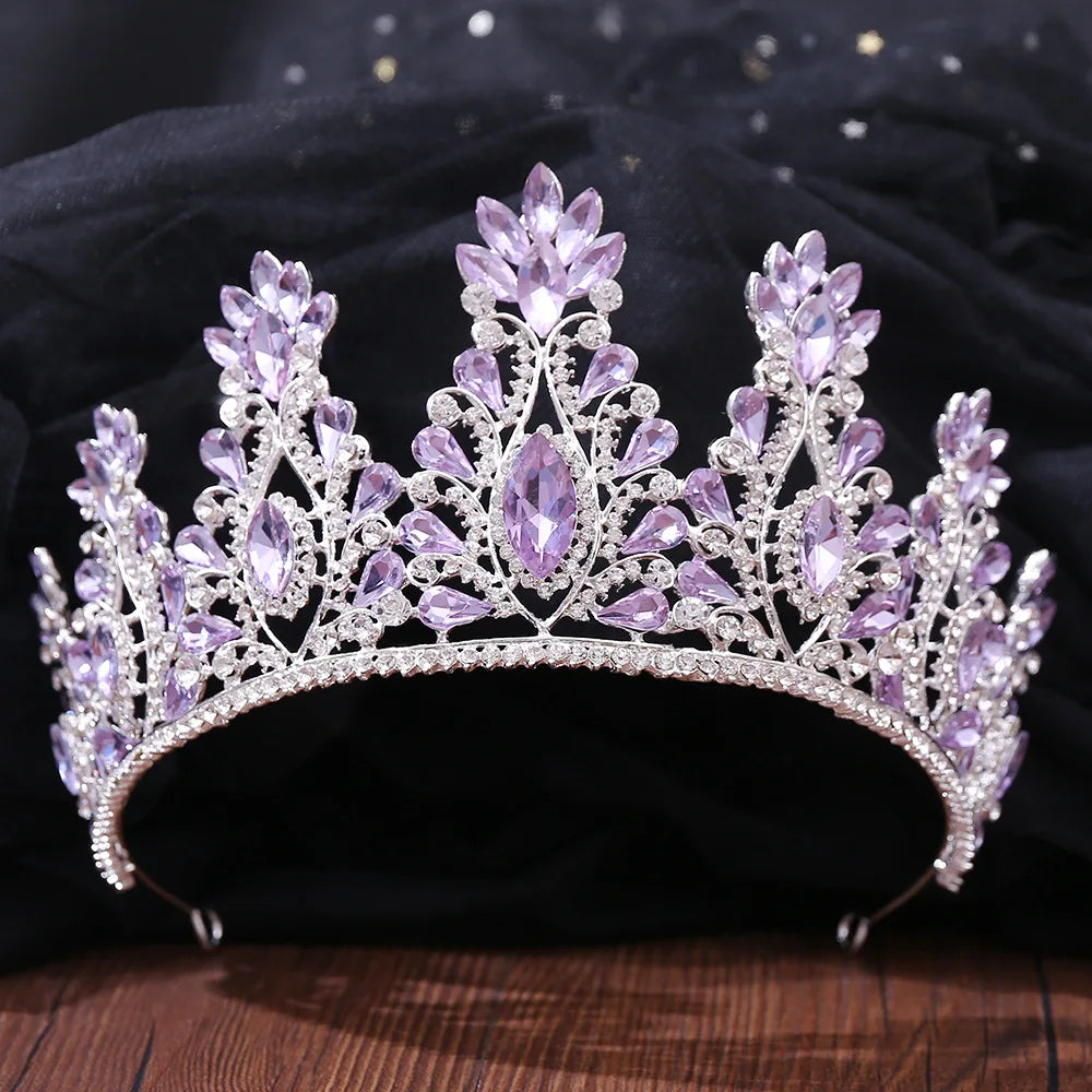 Baroque Rose Gold Color Crystal Bridal Tiaras Crowns Big Rhinestone Diadem Veil Tiara Bride Headbands Wedding Hair Accessories - EUFASHIONBAGS