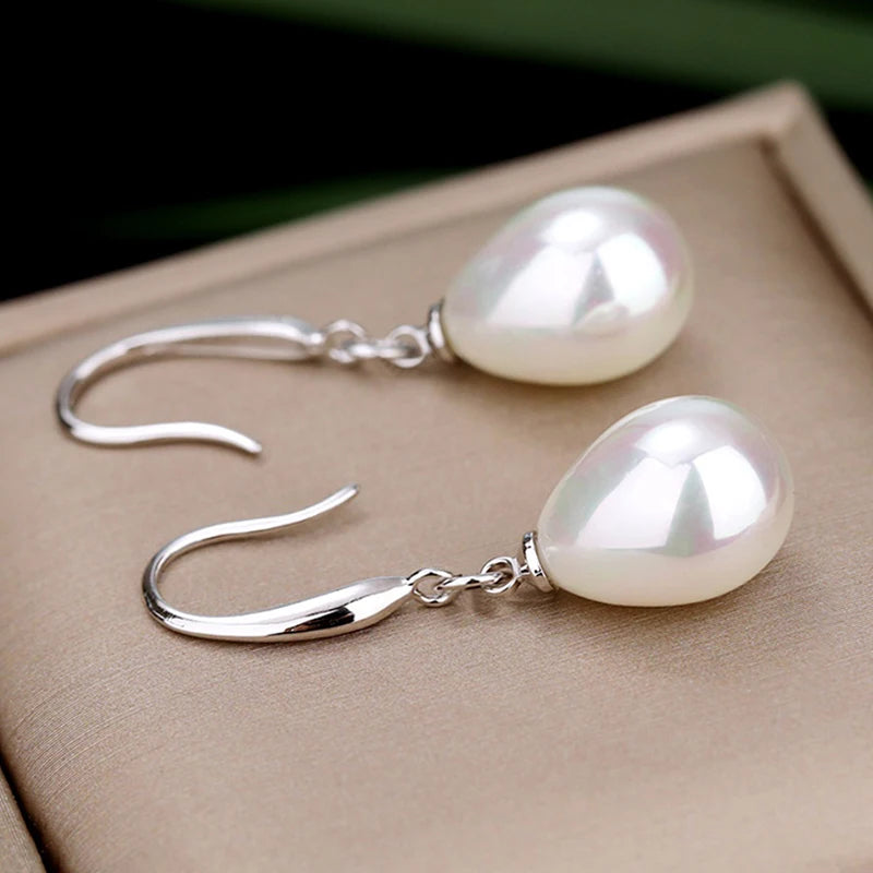 Simple Temperament Drop Earrings Lady Simulated Pearl Pendant Accessories for Female Graceful Female Wedding Jewelry Gift - EUFASHIONBAGS