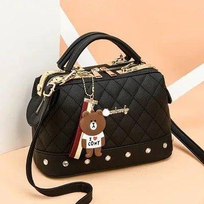 New Fashion Women's Bag Lingge Small Fragrance Handbag Boston Shoulder Bags - EUFASHIONBAGS