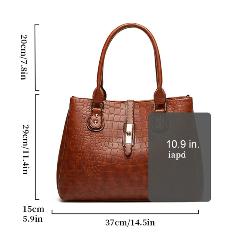 Vintage Retro Women Bag Luxury Designer Large Capacity Women's Shoulder Bags Crocodile Vein Fashion Female Handbags