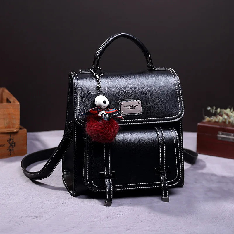 Vintage Women's Backpack New PU Leather Girls Shoulder Bag Multifunctional Large Crossbody Bags Student Backpacks