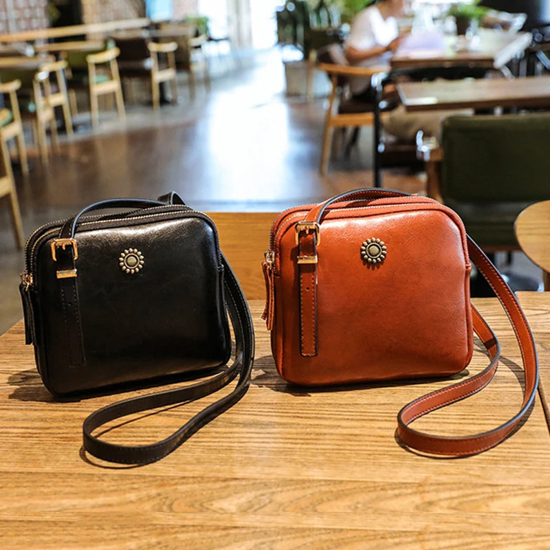 Women's Crossbody Bag PU Leather Retro Style Square Bag Mobile Phone Wallet Storage Girl's Shoulder Bags Ladies Handbag