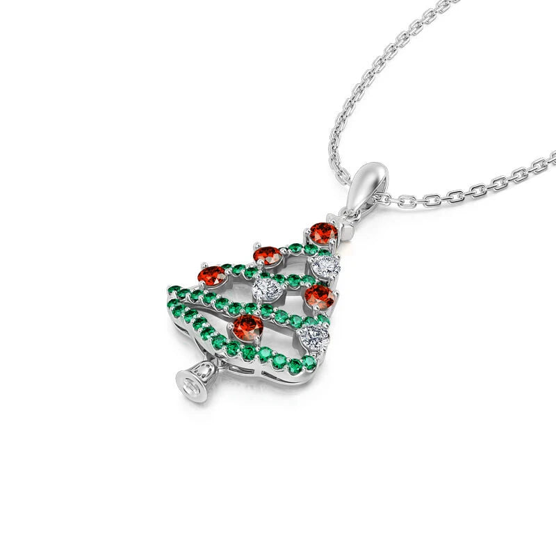 Delicate Christmas Tree Necklace for Female Fashion Party Accessories with Brilliant Zirconia Pendant Exquisite Jewelry