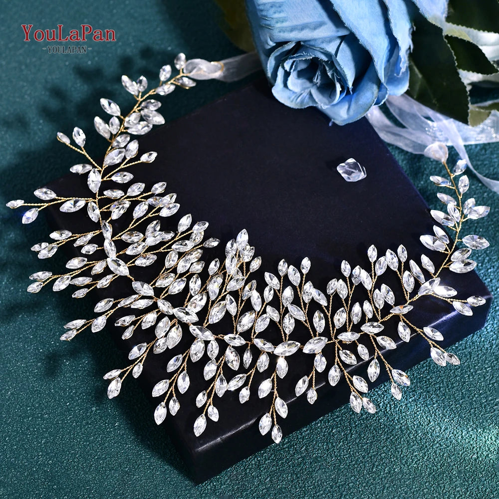 Handmade Crystal Rhinestones Silver Golden Wedding Headband Headpiece Jewelled Headband Wedding Hair Jewelry - EUFASHIONBAGS