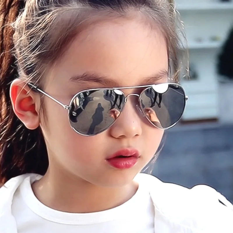 Fashion Brand Child Sunglasses Mirror Glasses Metal Pilot Sunglasses for Girl Boy Kids Sunglasses Children Glasses Goggles - EUFASHIONBAGS