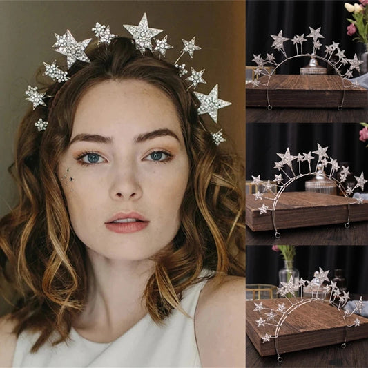 Baroque Crystal Rhinestone Star Hairband Women Bridal Wedding Tiaras Hair Accessories Crown Hairwear diademas para el pelo mujer - EUFASHIONBAGS