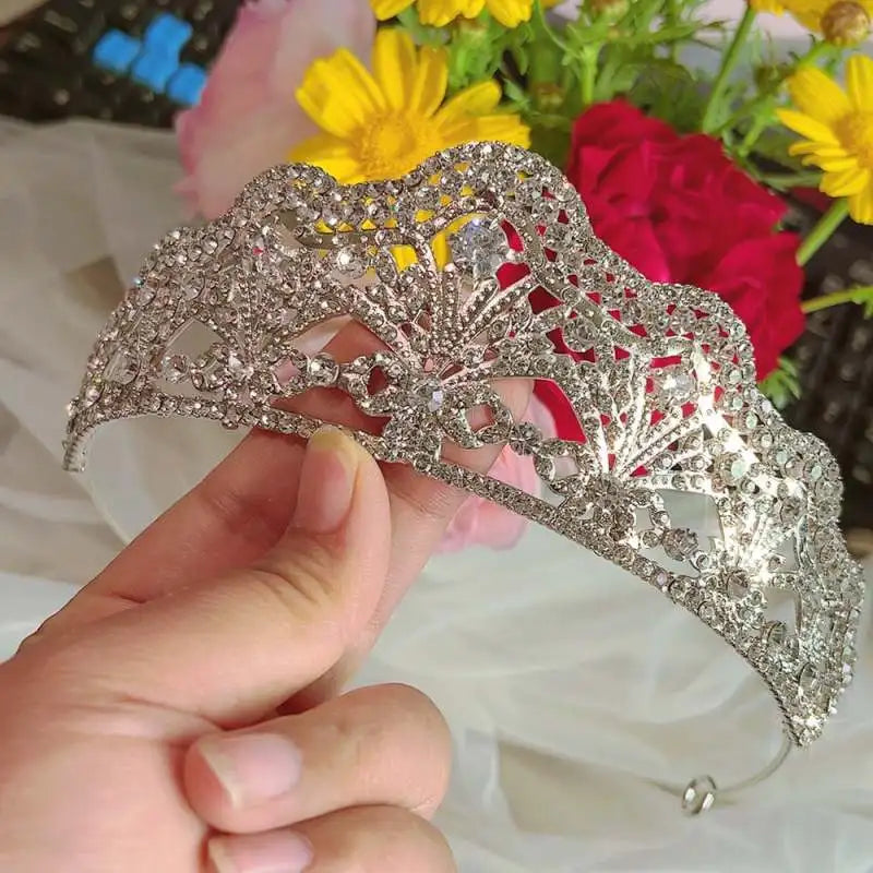 Luxury Floral Rhinestone Wedding Crowns Cubic Zirconia Tiaras Handmade CZ Bridal Headdress Prom Birthday Party Hair Accessories - EUFASHIONBAGS